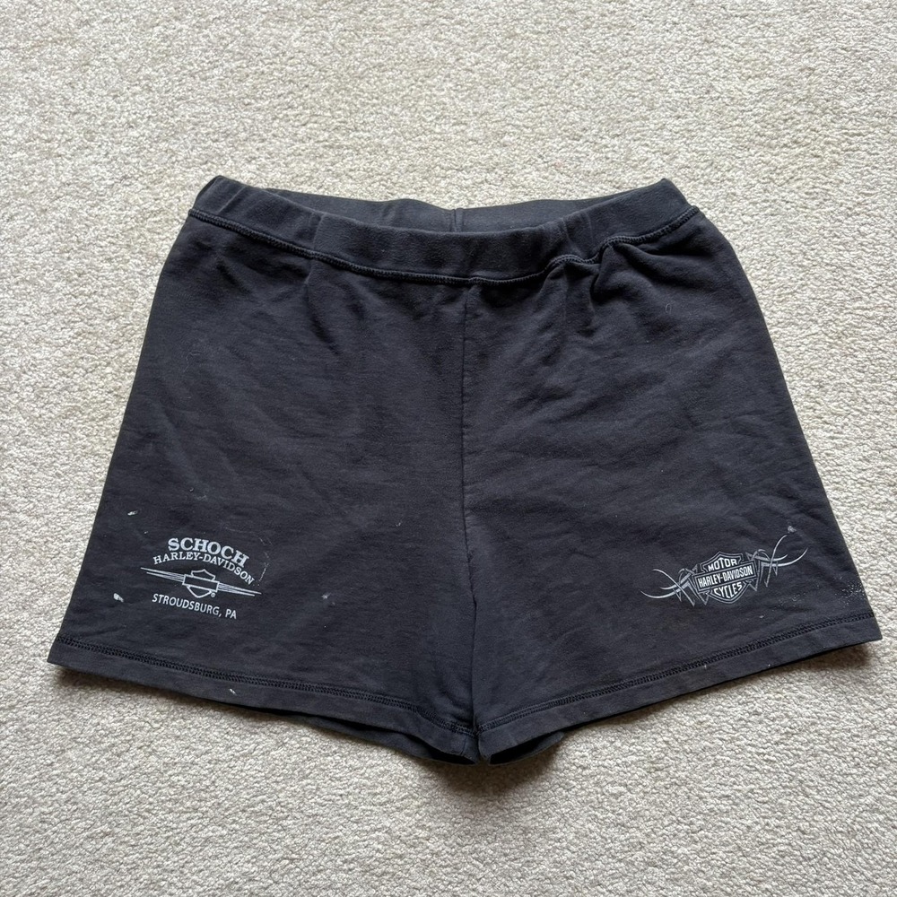 Vtg Harley-Davidson Shorts Mens XL Y2K Biker Lounge Cotton Faded Chrome Schoch